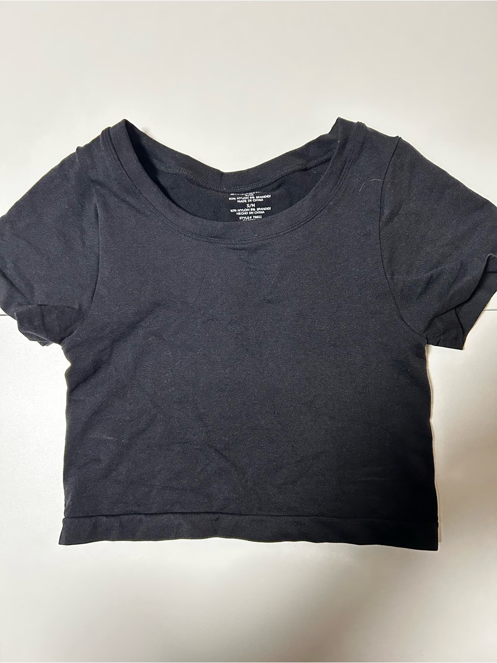 Classic Black Crewneck Cropped Tee